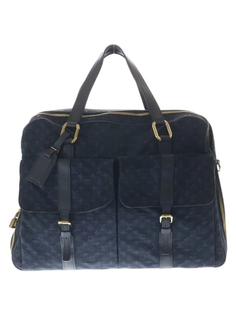 Louis Vuitton Monogram Mini Claudine Boston Bag Navy Canvas
